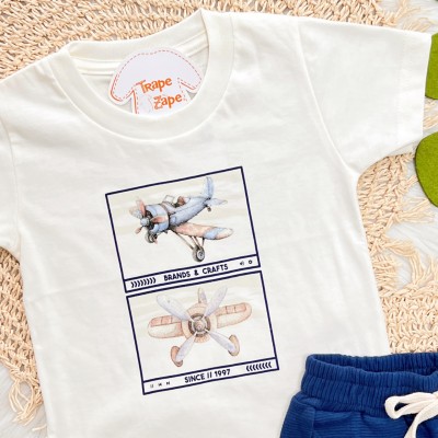 Conj. Camiseta em Linho Brands e Crafts e Bermuda - Off White e Marinho